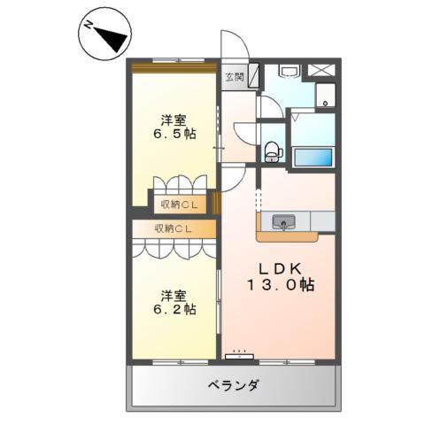 グランダー常盤(2LDK/2階)の間取り写真