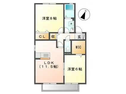 ECO-レジデンスA棟(2LDK/2階)の間取り写真
