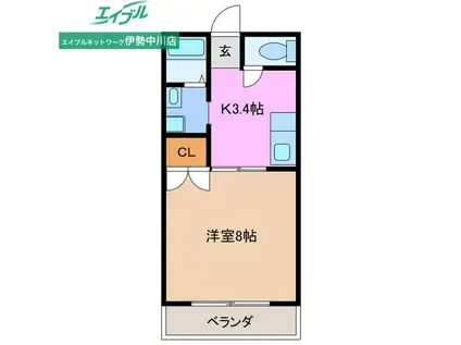 第二メゾン山本(1K/2階)の間取り写真