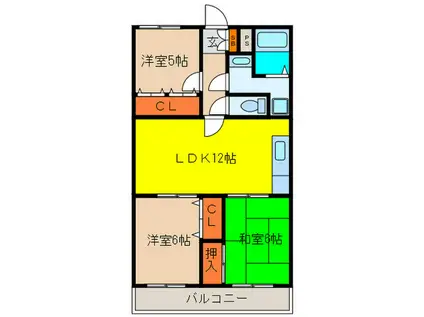 メゾン楓(3LDK/2階)の間取り写真