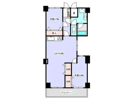 ニューライフ浜松I(2LDK/4階)の間取り写真