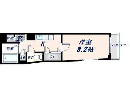 リバーライズNEXT布施(1K/2階)の間取り写真