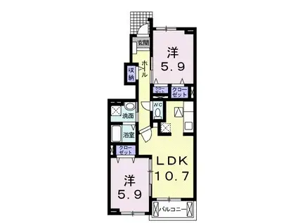 ワイズI(2LDK/1階)の間取り写真