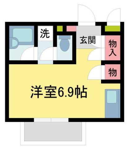 ヴィラ上ヶ原(ワンルーム/2階)の間取り写真