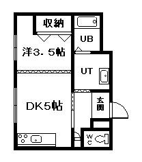 エンドレス17B(1DK/6階)の間取り写真