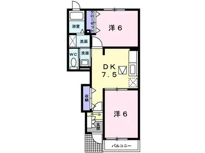 ヴィラージュ MK(2DK/1階)の間取り写真