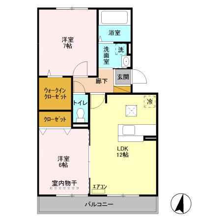 プリムヴェール十番館(2LDK/1階)の間取り写真