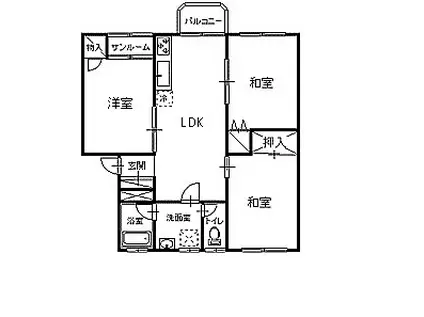 ローズハウスA(3LDK/2階)の間取り写真