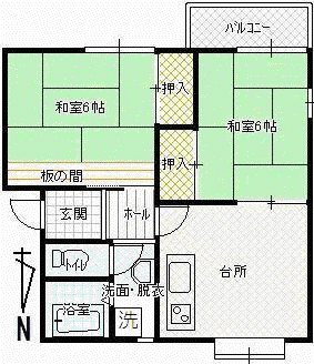 メゾン住吉(2DK/2階)の間取り写真