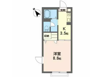 パセオ・ジンD(1K/1階)の間取り写真