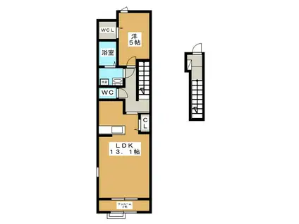 リヴ フリーリ II(1LDK/2階)の間取り写真