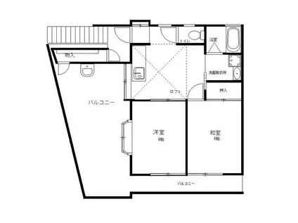 金田神田アパート(2DK/2階)の間取り写真