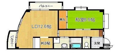 プレジオ滝野(1LDK/2階)の間取り写真