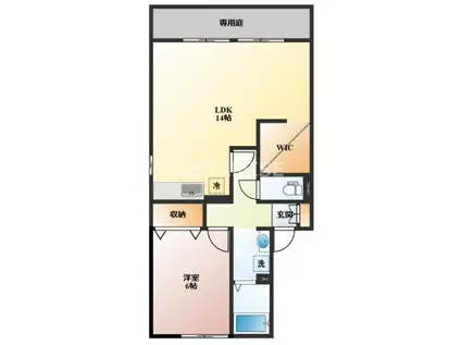 コンフォートたらみA(1LDK/2階)の間取り写真