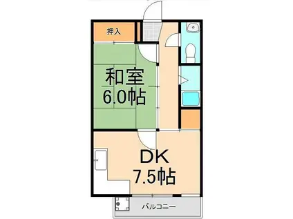 町田ファミール(1DK/4階)の間取り写真