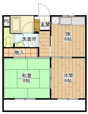 スカイローイT.J(2DK/3階)の間取り写真