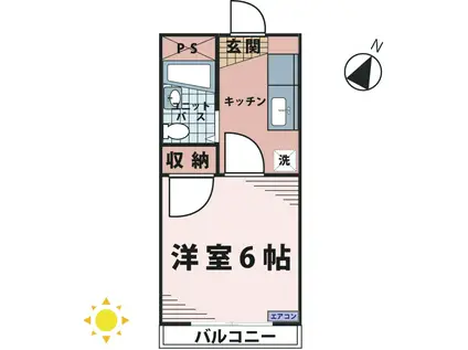 オレンジ ペコ(ワンルーム/2階)の間取り写真