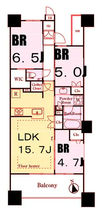 プラウドシティ日吉 レジデンスIII 7階階 間取り