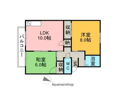 パークハイツ都 A(2LDK/1階)の間取り写真