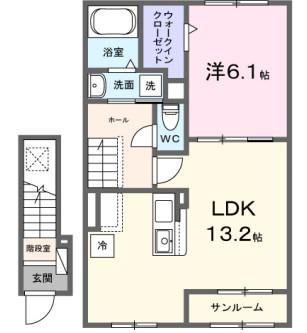 エトワール ブランシュ(1LDK/2階)の間取り写真