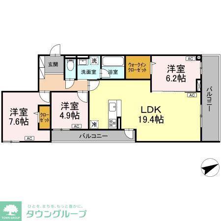 D-RESIDENCE稲城(3LDK/2階)の間取り写真