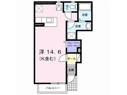 クリスマスローズIII(ワンルーム/1階)の間取り写真