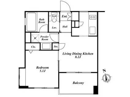 プレミアステージ麻布十番(1LDK/9階)の間取り写真