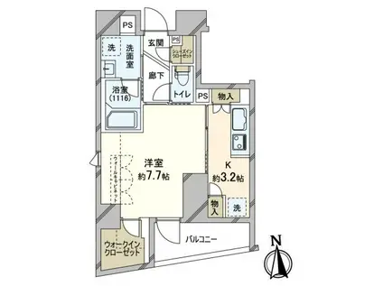 フェルクルール秋葉原(1K/6階)の間取り写真