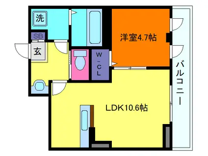 オータムメゾン(1LDK/3階)の間取り写真