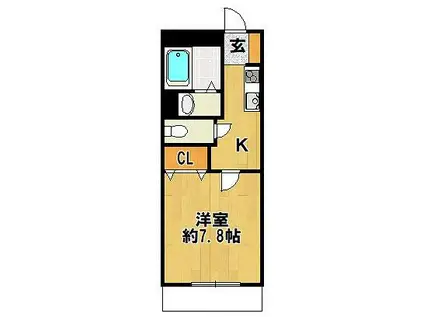 グランシャリオ広野(1K/1階)の間取り写真