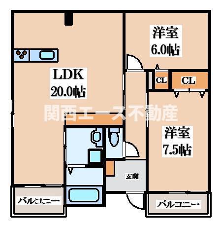 エトワールヴィル-R小阪本町レジデンス(2LDK/2階)の間取り写真