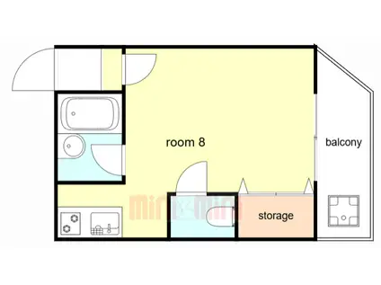 ベルハウス(ワンルーム/2階)の間取り写真