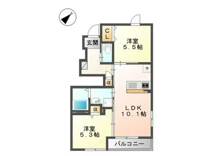 オリオン(2LDK/1階)の間取り写真