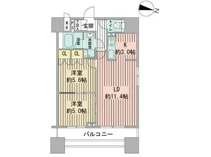 パークアクシス札幌植物園前(2LDK/10階)の間取り写真
