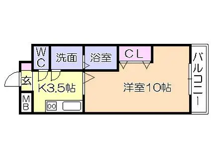 ラ・エスペランサ(1K/2階)の間取り写真