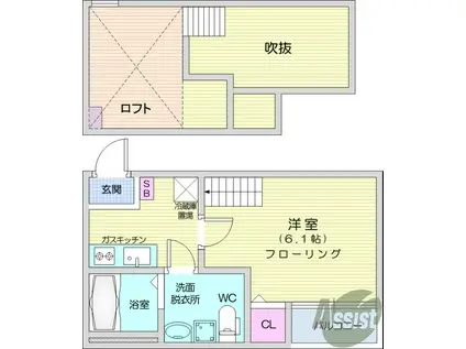 A・CORSO八本松(1K/1階)の間取り写真