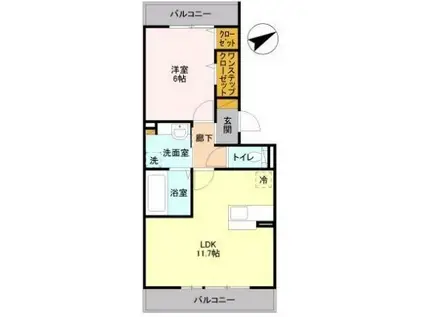 メルベーユIII(1LDK/2階)の間取り写真