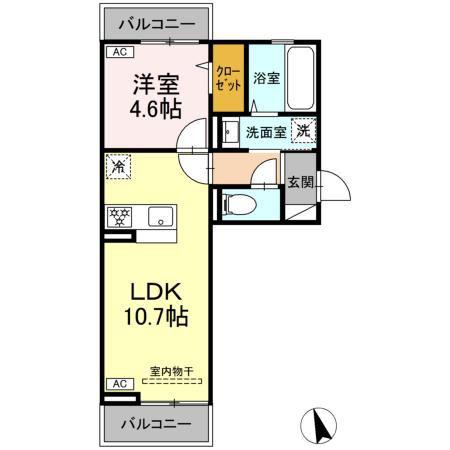 GRAND D-ROOM 堅石(1LDK/3階)の間取り写真