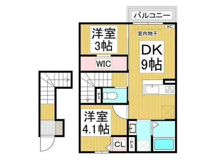 シャルール西(2DK/2階)の間取り写真