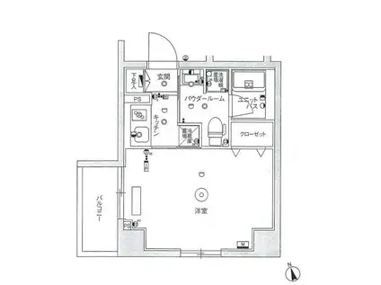 スカイコート世田谷等々力イースト(1K/6階)の間取り写真