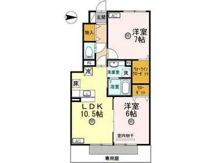 D-ROOM内原B(2LDK/1階)の間取り写真