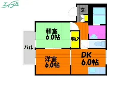 ステイタス91 II棟(2DK/2階)の間取り写真