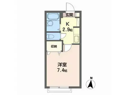 ヴィラ・ルネサンス(1K/2階)の間取り写真