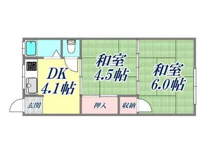 笠屋荘(2DK/2階)の間取り写真