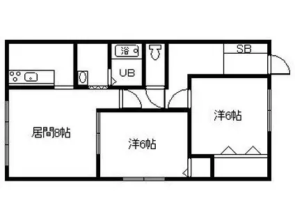 アルファガーデンコート(2LDK/2階)の間取り写真