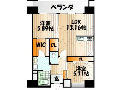 レジェンド高見(2LDK/7階)の間取り写真
