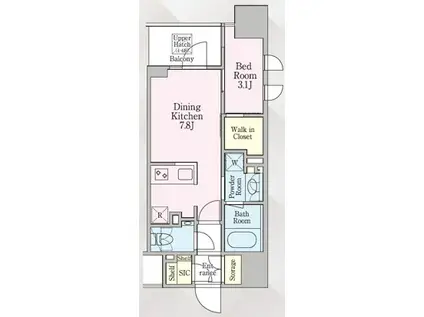 グランリビオ芝大門(1LDK/6階)の間取り写真