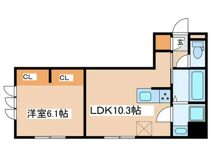 フィレール・ボヌール(1LDK/1階)の間取り写真