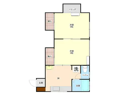 オークハウス(2DK/1階)の間取り写真