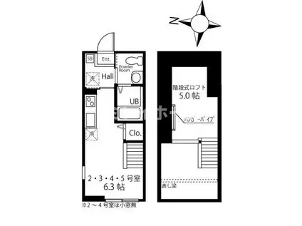 ハーミットクラブハウス西馬込II(1K/1階)の間取り写真